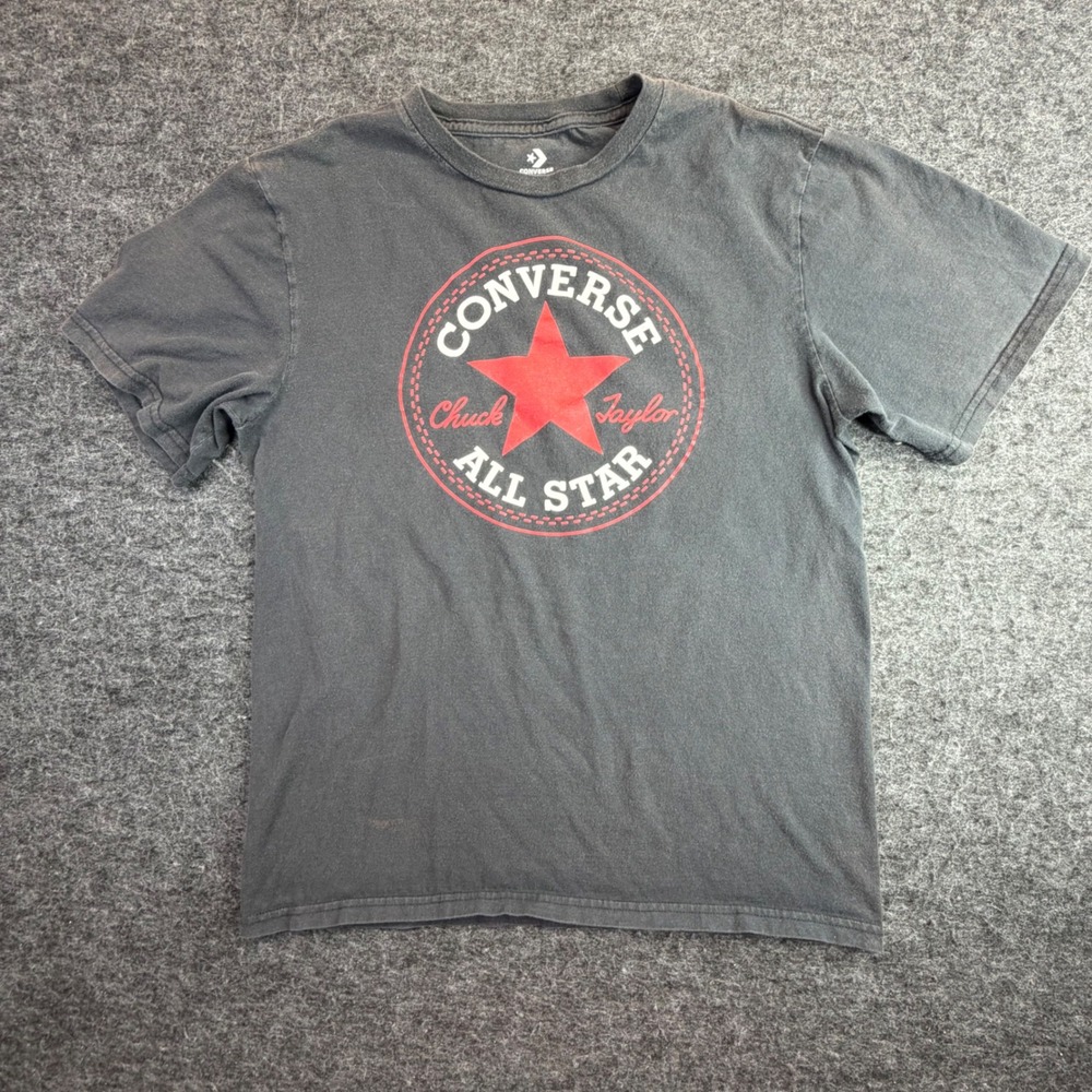 Converse T-Shirt Mens XS Black Chuck Taylor All Star Graphic Short Sleeve READ